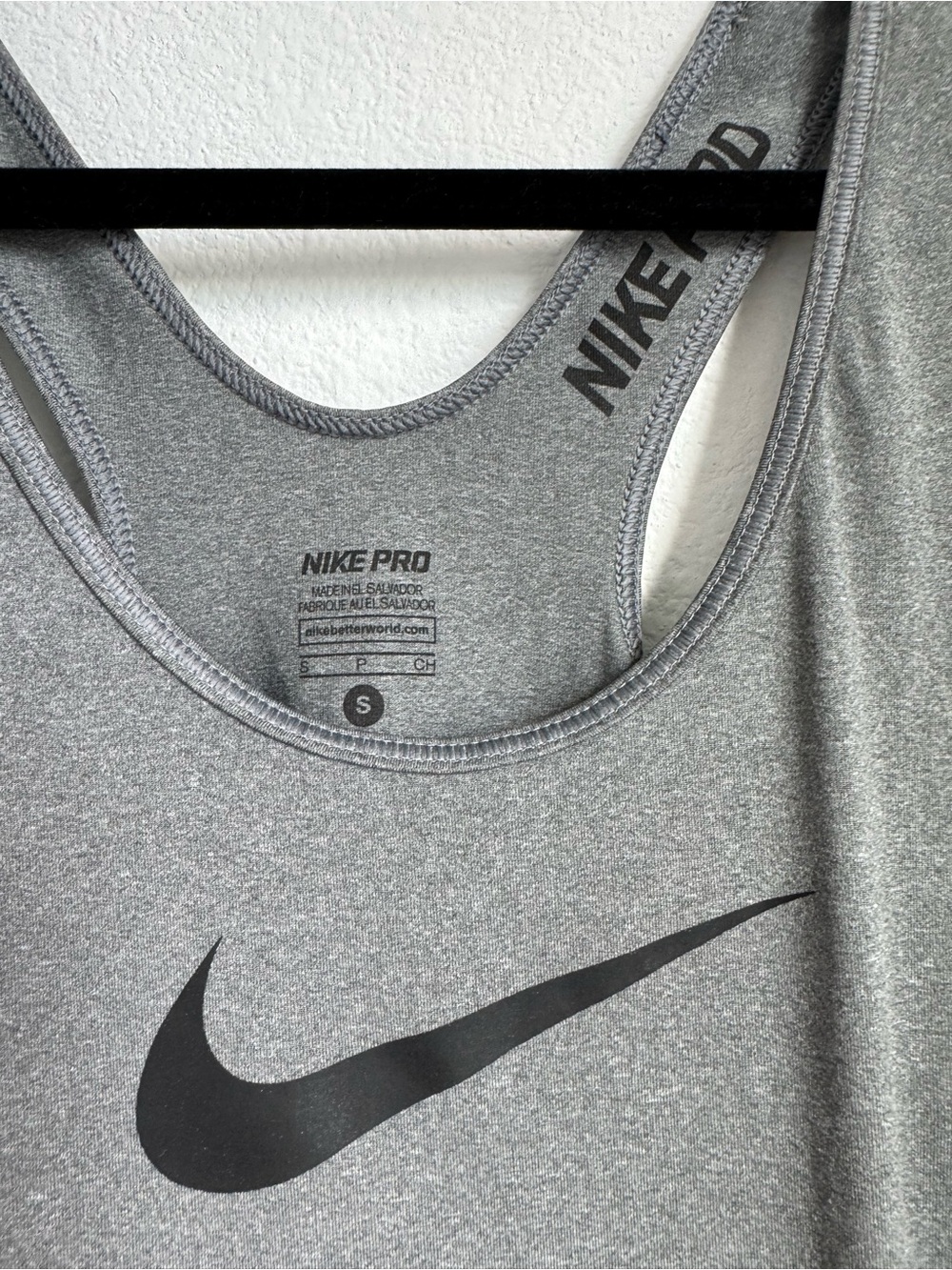 Nike Gray Athletic Tank Top with Black Swoosh - Picture 2 of 3